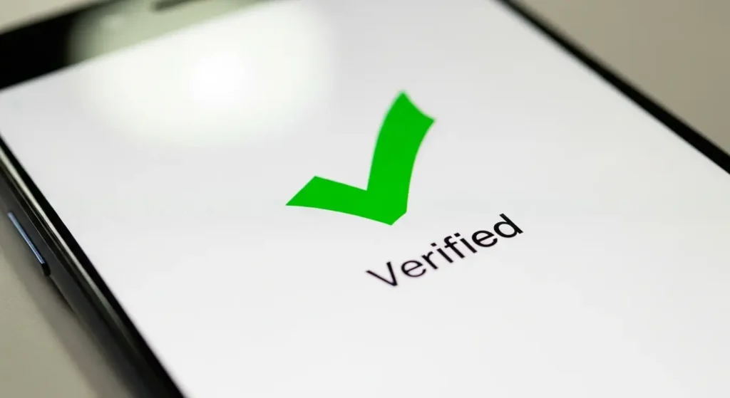 本人確認が完了したスマートフォンの画面。