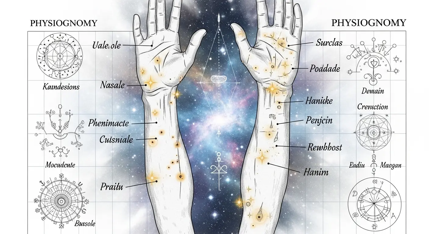 腕のほくろの位置と運勢的な意味を解説するためのイラスト