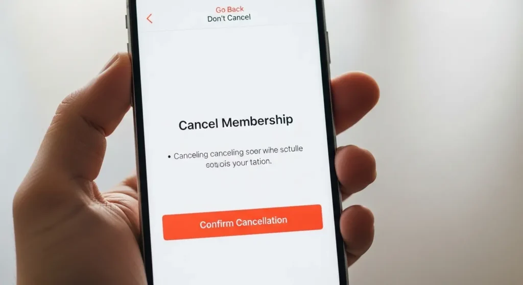 スマートフォンの画面上で解約手続きを行う様子