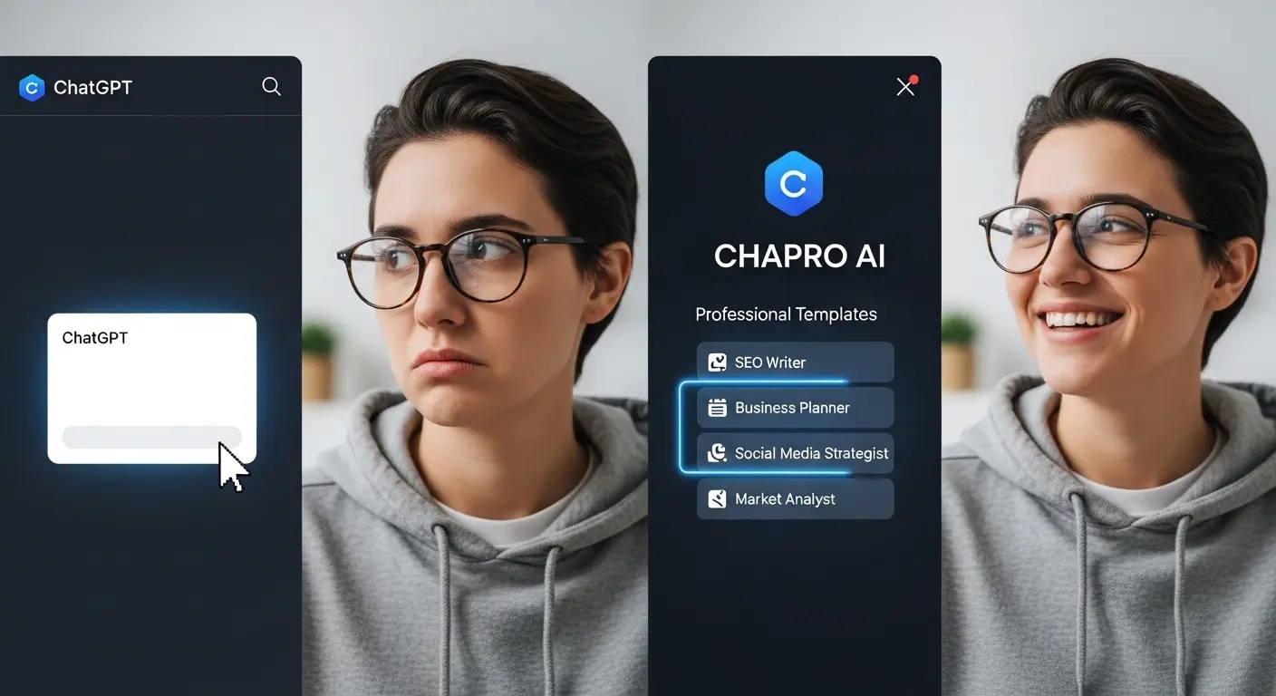 チャプロAIの拡張機能を使用して効率的にプロンプトを選択している様子
