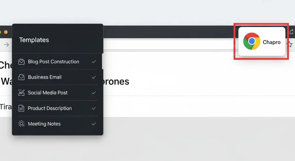 ブラウザ上で動作するチャプロAIの拡張機能インターフェース画面