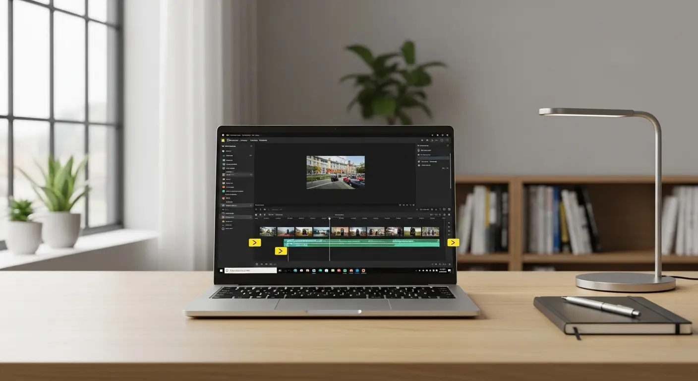 Clipchampの編集画面で動画をトリミングしている様子