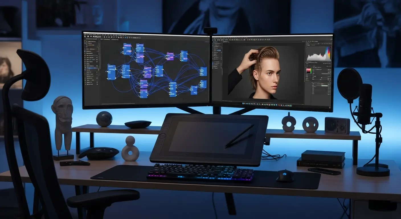 ComfyUI上でFlux 1 Kontextのノードを接続し画像編集ワークフローを構築している画面