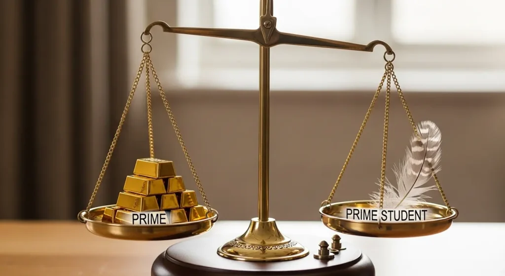通常のプライムとStudentプランの比較天秤