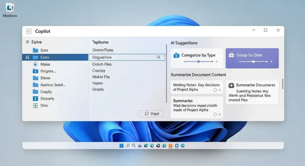 Windows11エクスプローラーとAIアシスタントCopilotが連携している画面
