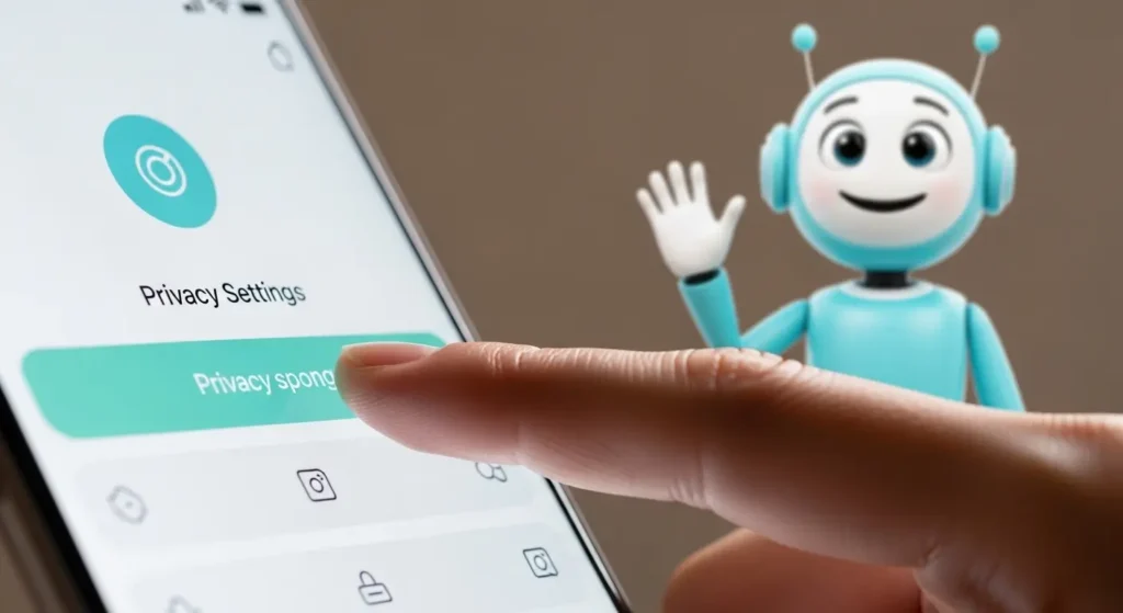 Cotomo AIアプリでプライバシー設定を確認する様子