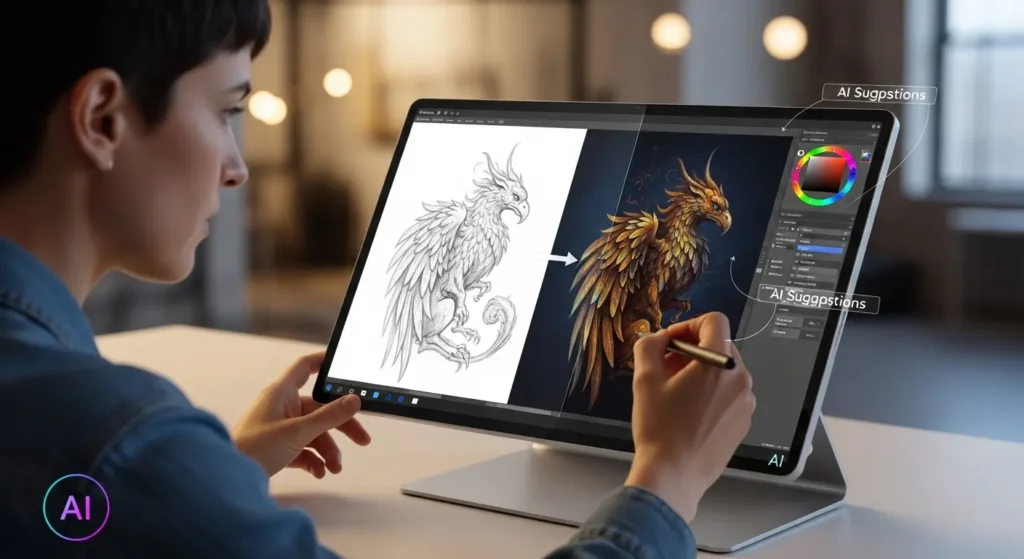 AIを活用してイラストを制作するクリエイター