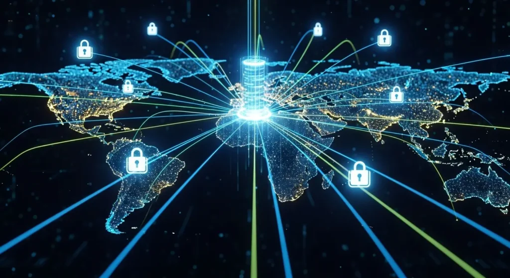 Kling AIのデータ保存とサーバーの仕組みを図解したイメージ