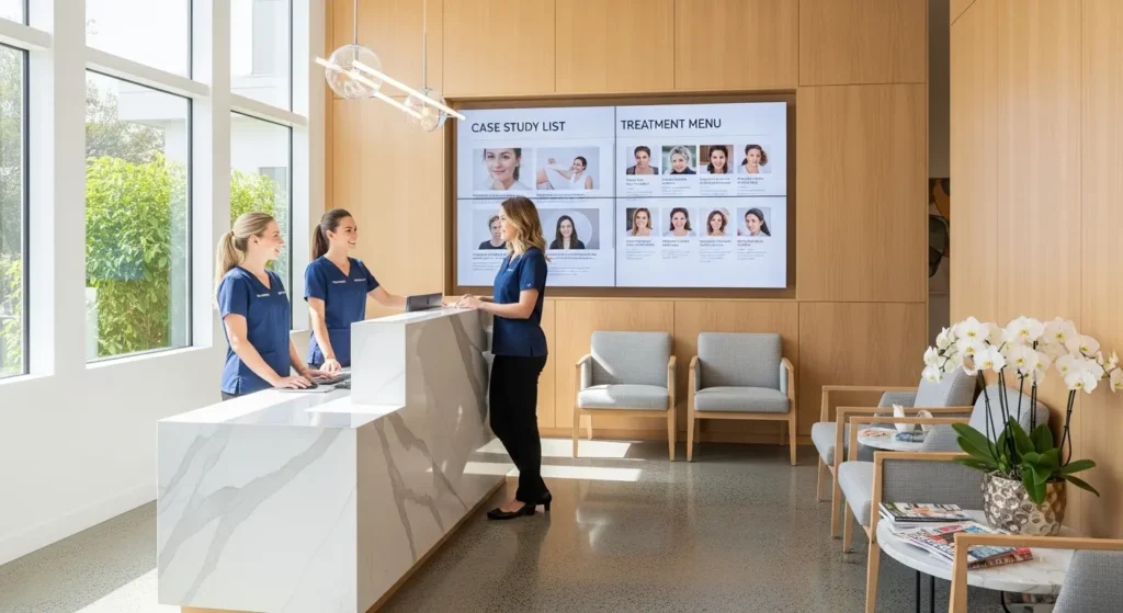 専門医による診療が受けられる美容皮膚科の受付風景