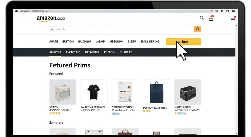 パソコンのブラウザでAmazon公式サイトのプライム設定を開く様子