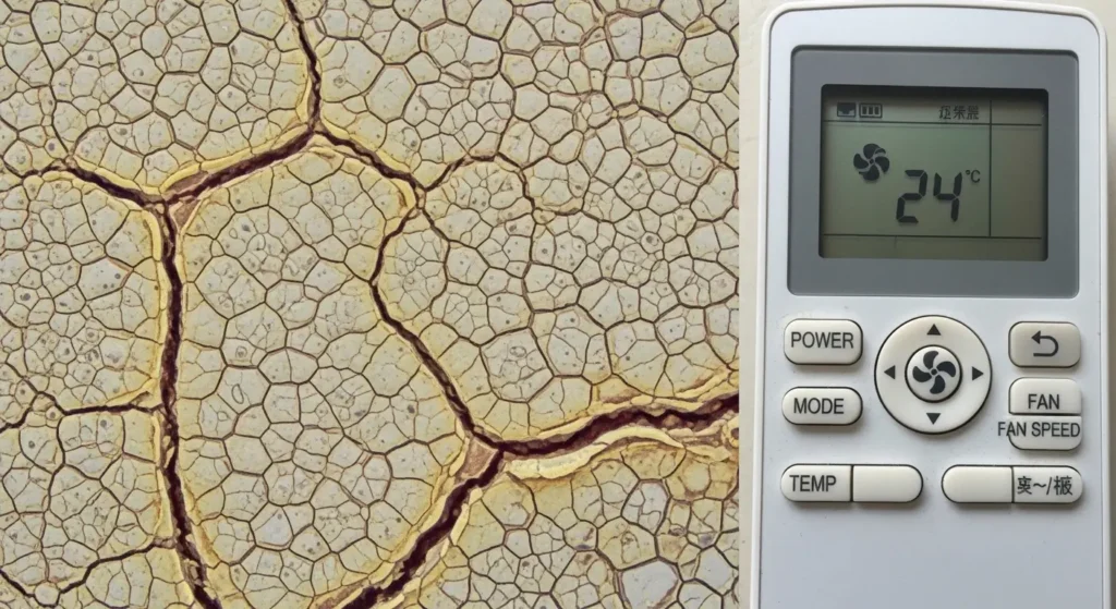 乾燥によって硬くなり、剥がれにくくなった角質層の顕微鏡写真イメージ