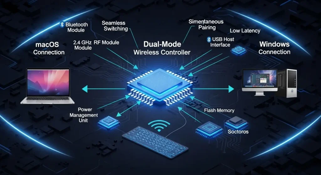MacとWindowsへの同時接続を可能にするキーボード内蔵チップの仕組み