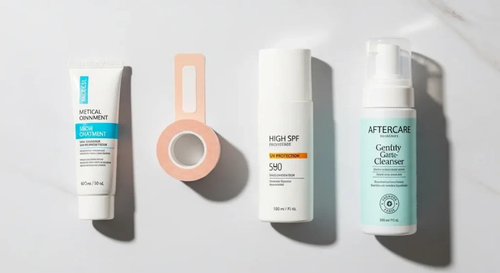 ほくろ除去後に必要な軟膏、UVカットテープ、日焼け止めのセット