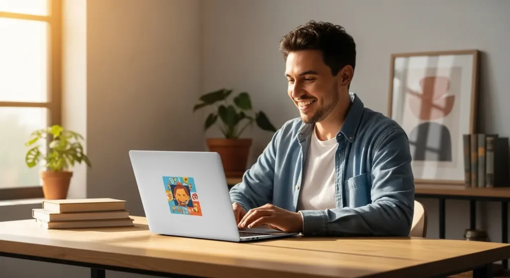 快適に動作するPCで仕事をする満足げなユーザー