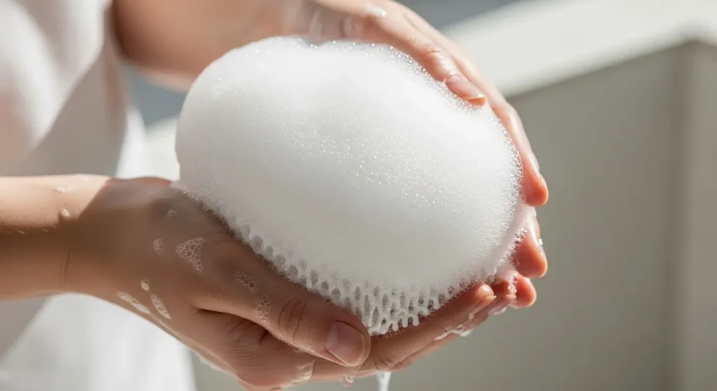 ターンオーバーを整えるために重要な、弾力のある洗顔泡
