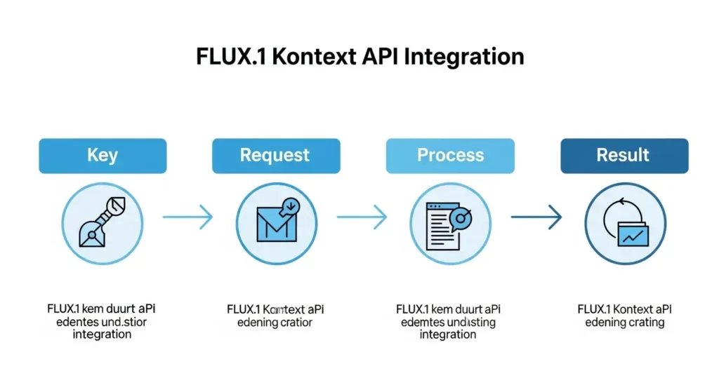 FLUX.1 API連携の主要ステップをまとめたインフォグラフィック
