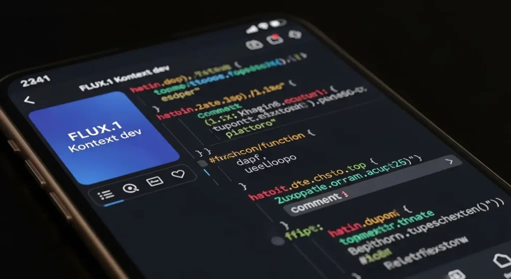 モバイル端末上でFLUX.1 Kontext devが動作しているデモンストレーション画面。