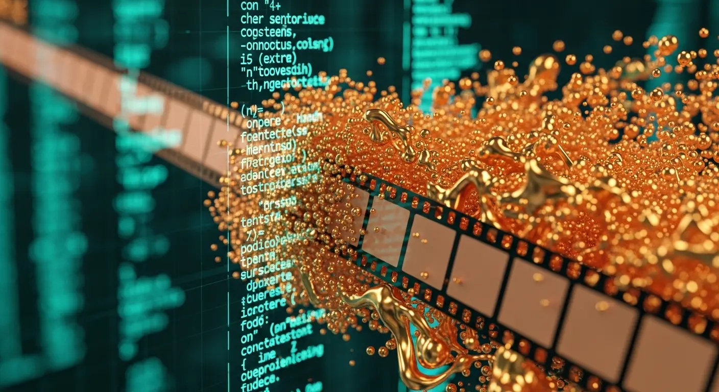 デジタルフィルムとPythonコードが融合した次世代動画生成のイメージ図