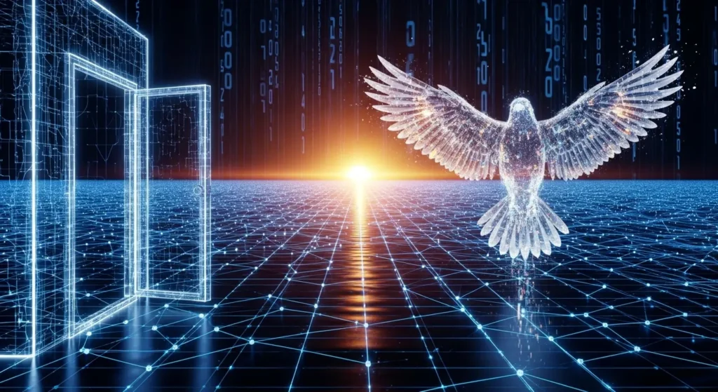 クラウドの制約から解放されたAI利用の自由を象徴する図