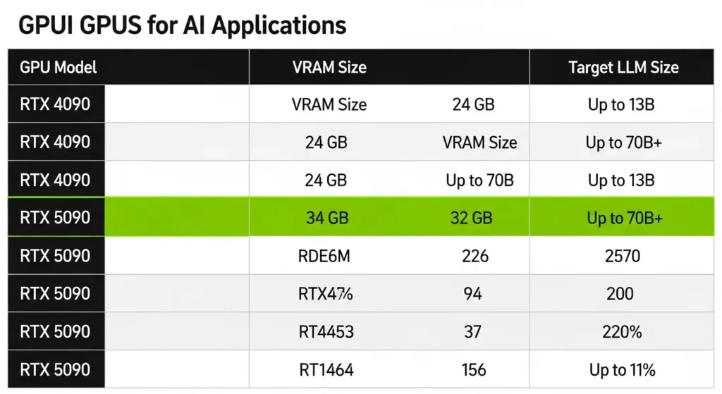主要なGPUとVRAM容量の比較表