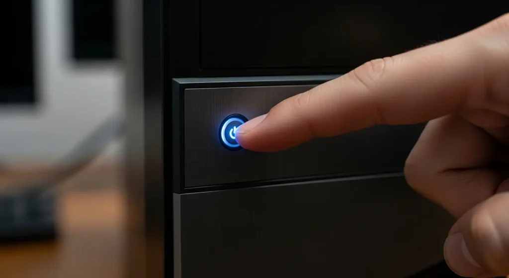 電源ボタンを長押しして強制終了を行う様子