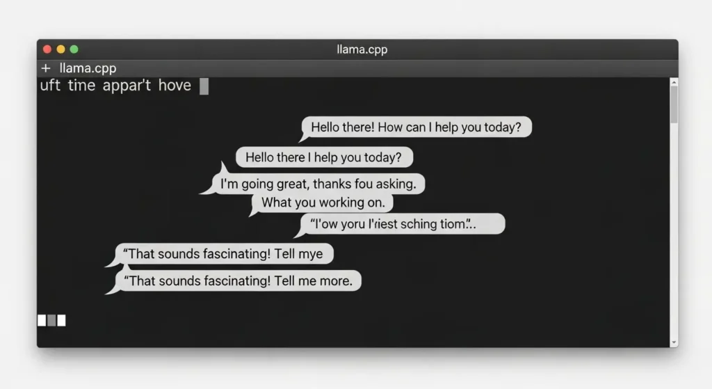 llama.cppをコマンドプロンプトで実行している画面