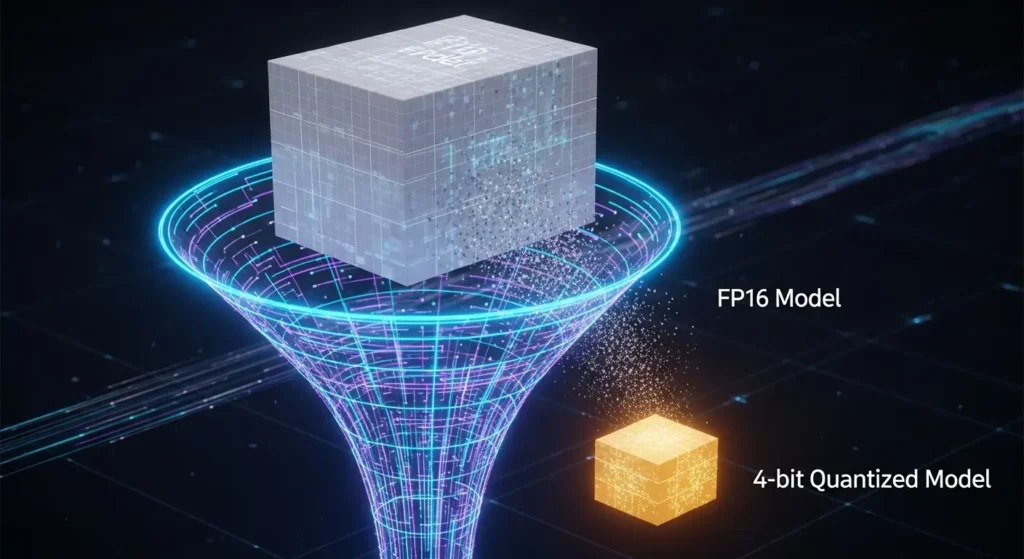 LLMの量子化プロセスの概念図
