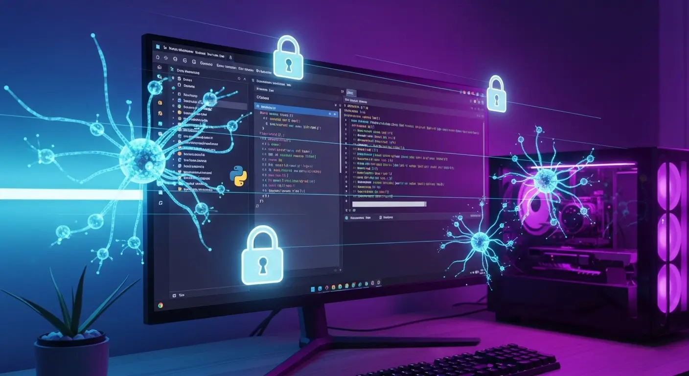 ローカルLLMを活用してコーディングを行うエンジニアの作業風景
