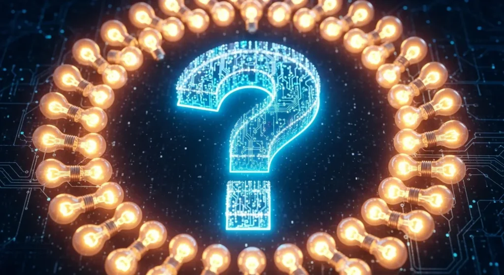 AI構築に関する質問と回答のシンボル図