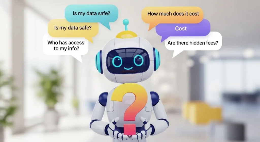 AIの無料利用に関する質問に答えるキャラクター