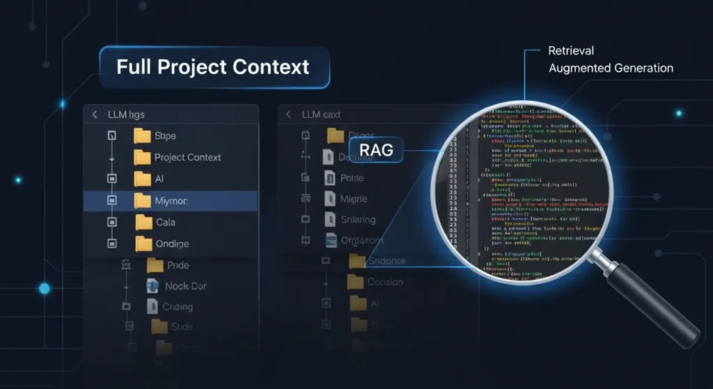 プロジェクト全体をスキャンして理解するローカルAIのイメージ
