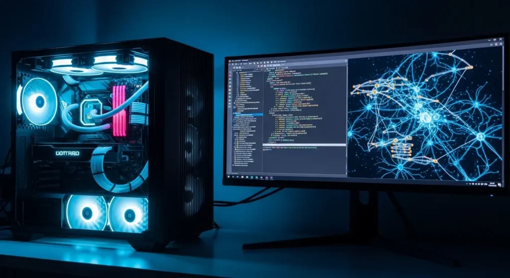 高性能なPCでローカルLLMを構築している様子