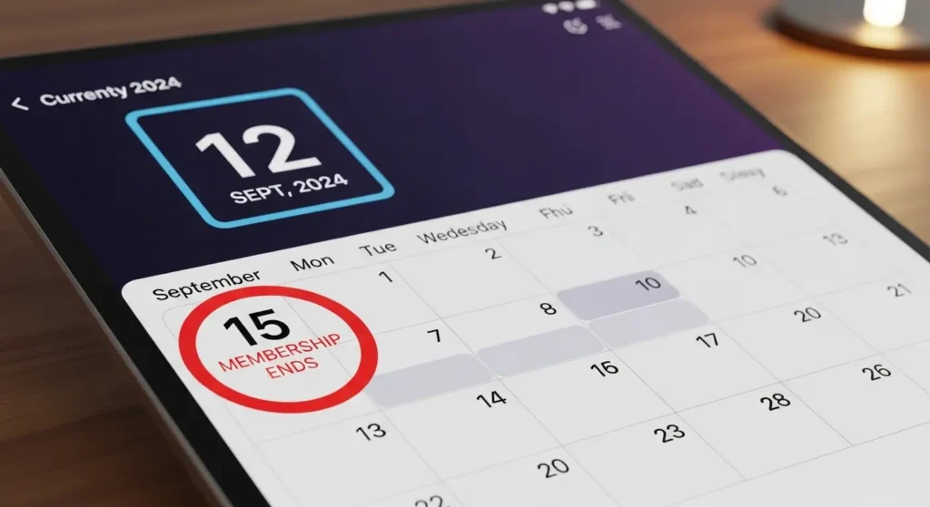 会員資格の終了予定日を示すカレンダーの図解