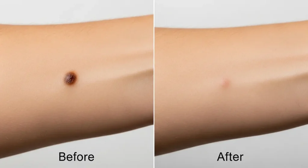 腕のほくろ除去前後の症例比較画像