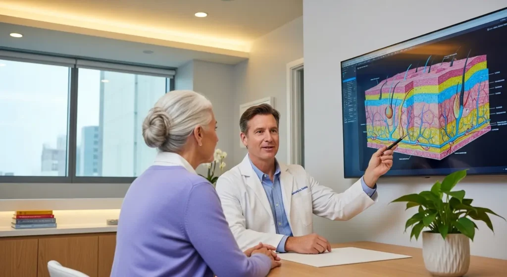 医師によるほくろ除去のカウンセリングの様子