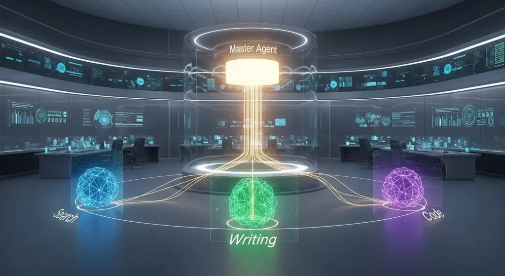 複数のAIモデルを統合・制御するチャプロAIの概念図