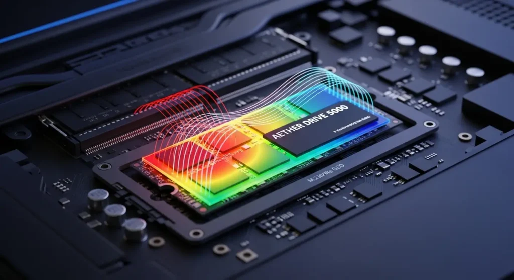 ノートパソコン内部のSSDが熱を持っている様子