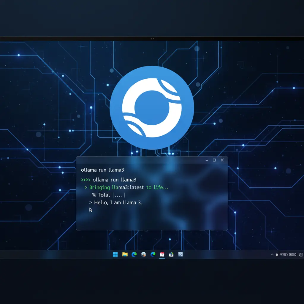 Windowsデスクトップ上で動作するOllamaのイメージ画像