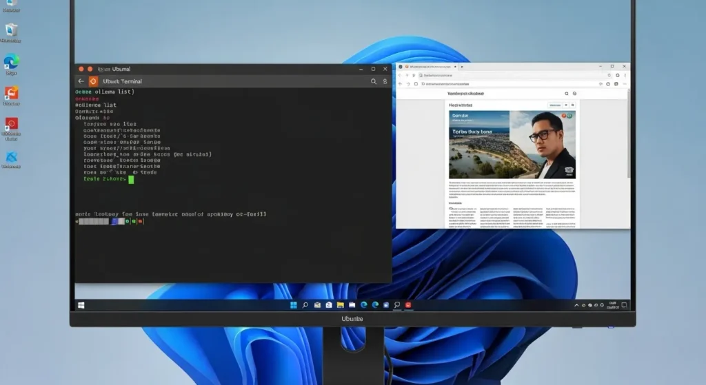WindowsとWSL2がシームレスに連携する様子。