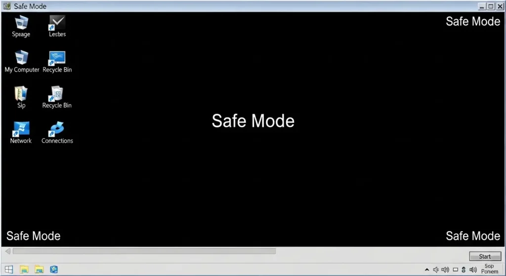 セキュリティ対策のためにセーフモードで起動したPC画面
