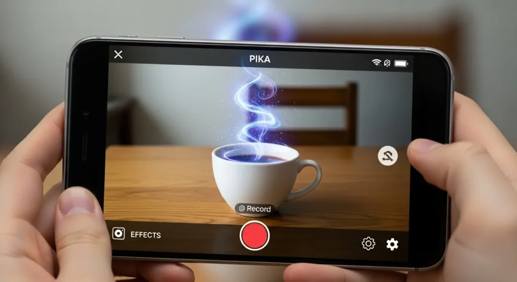 スマートフォンでPikaアプリを使用している様子