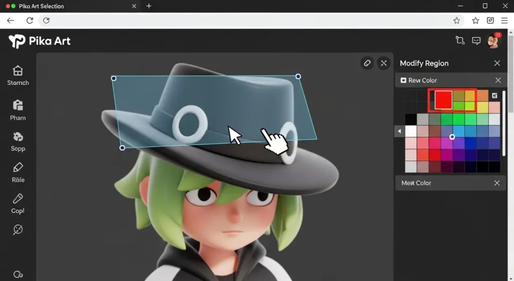 Pika Web版のModify Region機能を使った編集画面