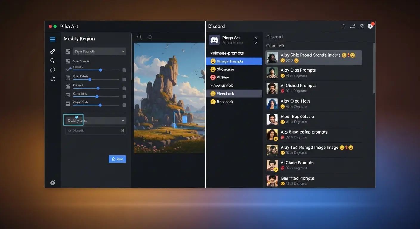 PikaのWeb版とDiscord版の操作画面を比較したイメージ画像