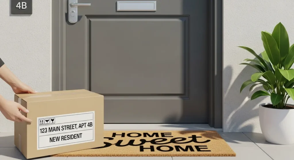 新生活の荷物が届く玄関