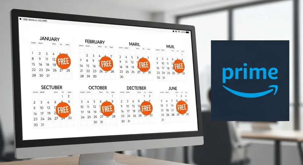 6ヶ月間の無料体験を強調したカレンダーのイラスト