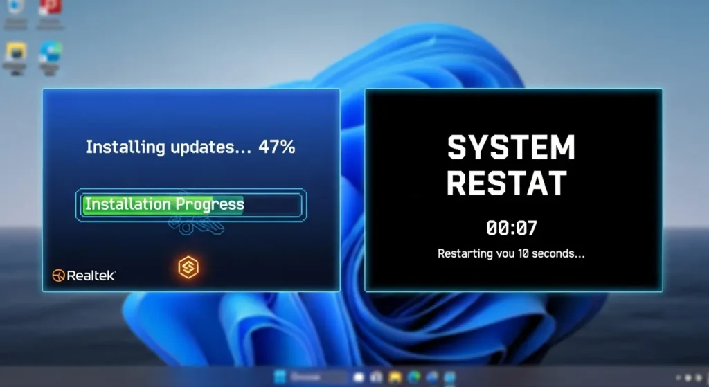 Realtekオーディオドライバーのインストールと再起動の手順