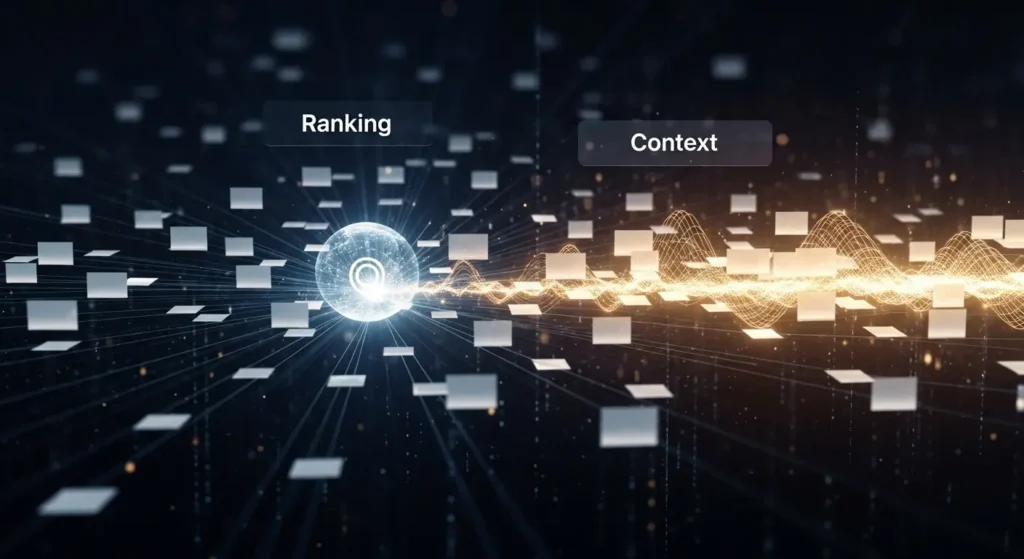 検索結果のリランキングと最適化プロセスの図解