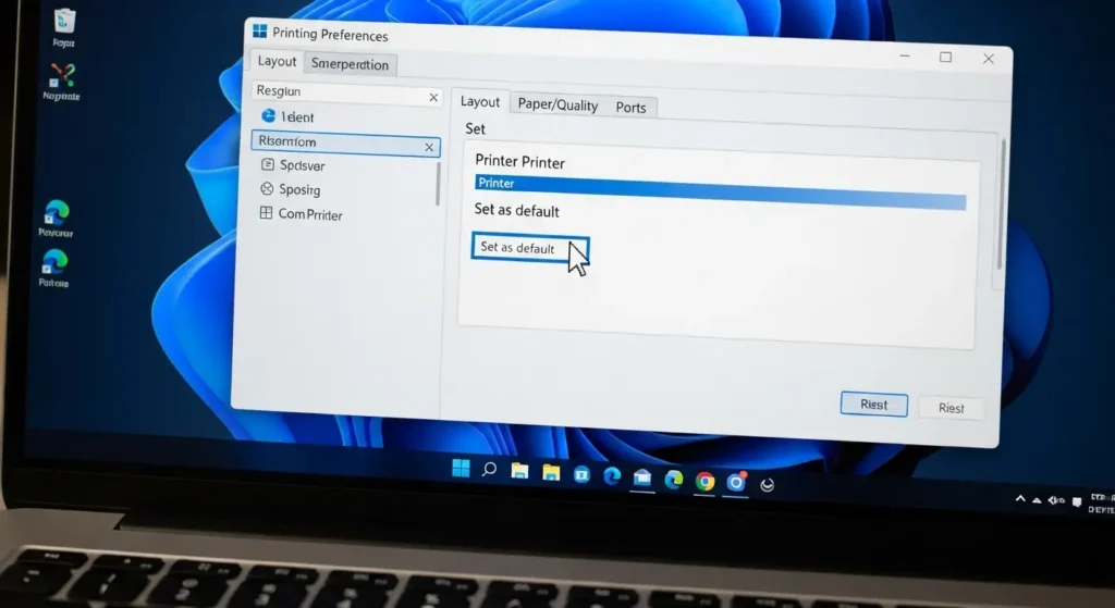 Windows 11で通常使うプリンターを既定に設定する操作画面