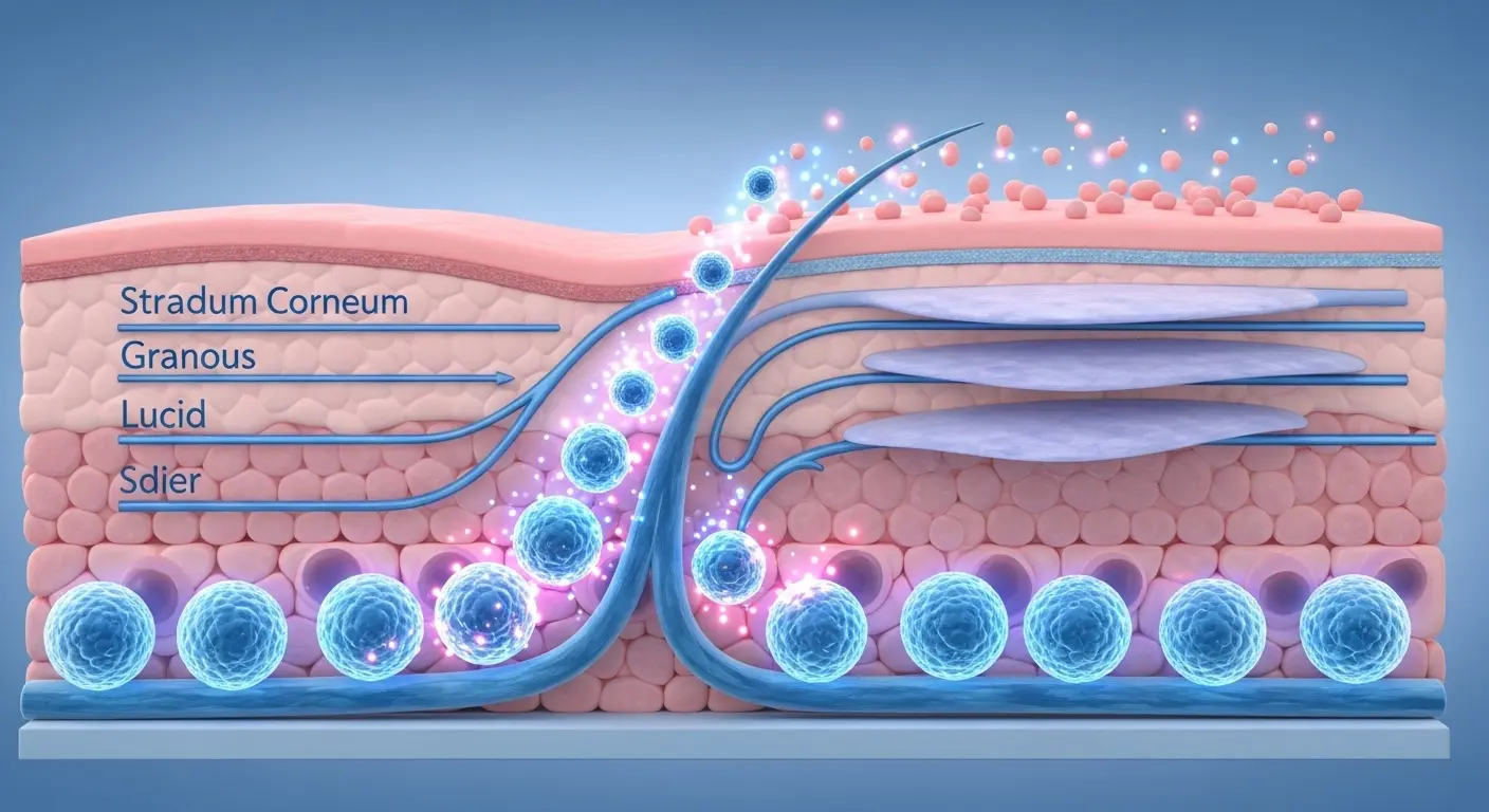 肌のターンオーバーの仕組みと細胞の生まれ変わりを示すイラスト