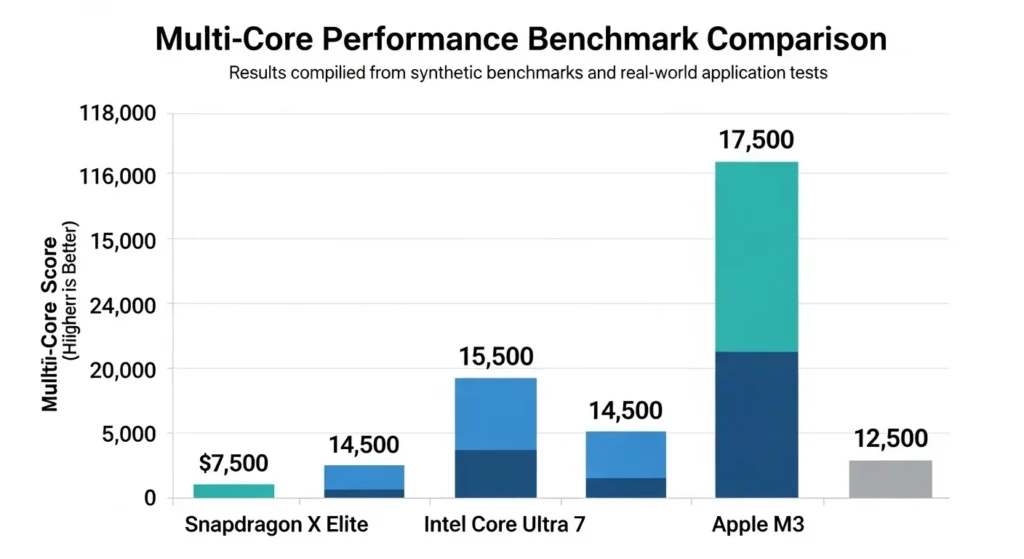 Snapdragon X Eliteと競合CPUのマルチコア性能比較チャート